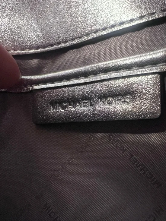 Michael Kors Metallic Silver Tribeca Quilted Top Handle Satchel - Picture 5 of 9